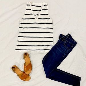 Navy and White Tank Top
